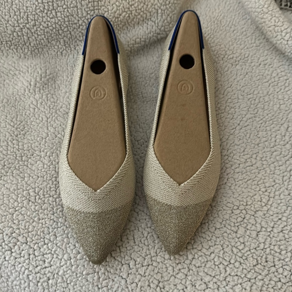 Rothy’s pointed flats print Diamond Metallic size 9